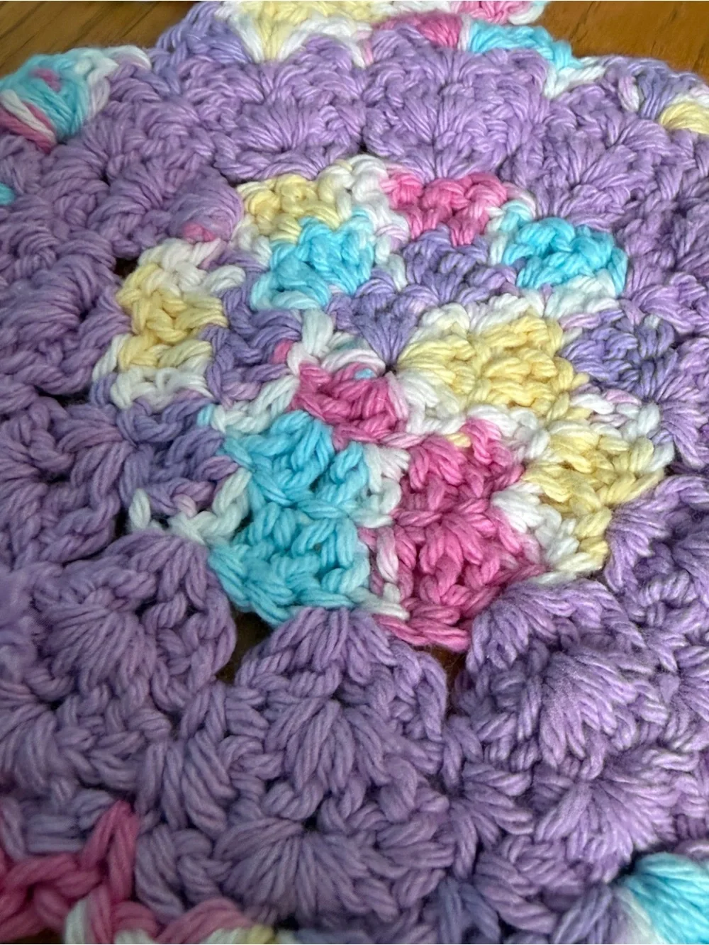 Handmade Crochet Pastel Scalloped Coaster Trivet Lot of 4
